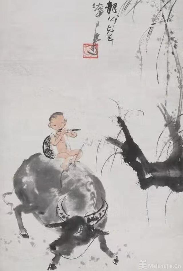 李可染《牧童牛背吹笛图轴》在辽博展出-艺术新闻-雕塑家网-最大雕塑